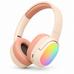 LELISU LS-257 Безжични Bluetooth слушалки  V5.4 с RGB осветление, Type-C, до 10 часа работа – Розов