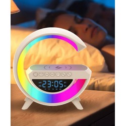 Bluetooth високоговорител BT-3401 (LED, AUX, USB, FM, microSD) вграден LED дисплей, безжично зареждане, будилник