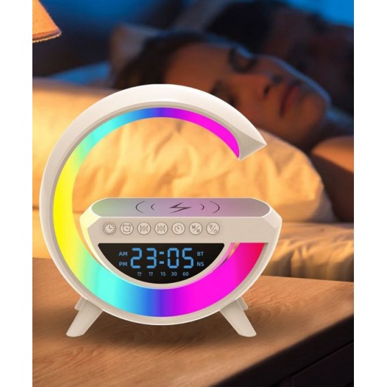 Bluetooth високоговорител BT-3401 (LED, AUX, USB, FM, microSD) вграден LED дисплей, безжично зареждане, будилник