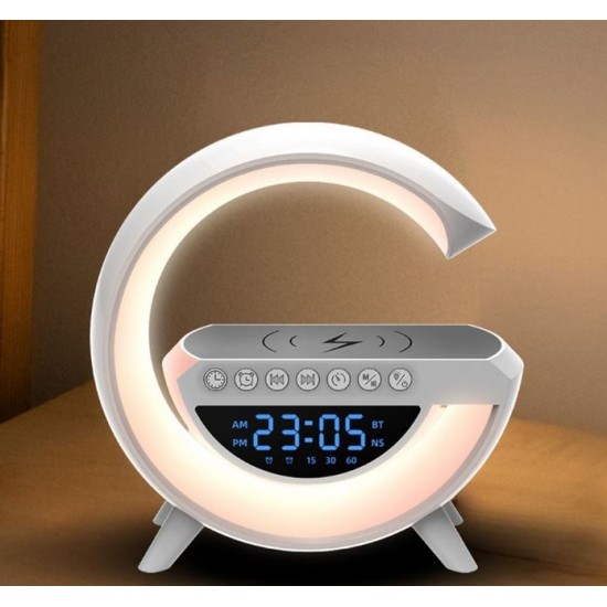 Bluetooth високоговорител BT-3401 (LED, AUX, USB, FM, microSD) вграден LED дисплей, безжично зареждане, будилник