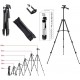 TRIPOD 3120A – Алуминиев преносим и сгъваем статив с регулируема височина и държач за телефон, 105 см