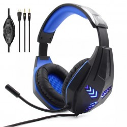 Светеща геймърска слушалка за компютър G318 - Син