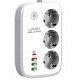 Смарт WIFI разклонител LDNIO SEW3452, Wi-Fi, Tuya, 2500W, 100-250V, 50/60Hz, 10A, бял