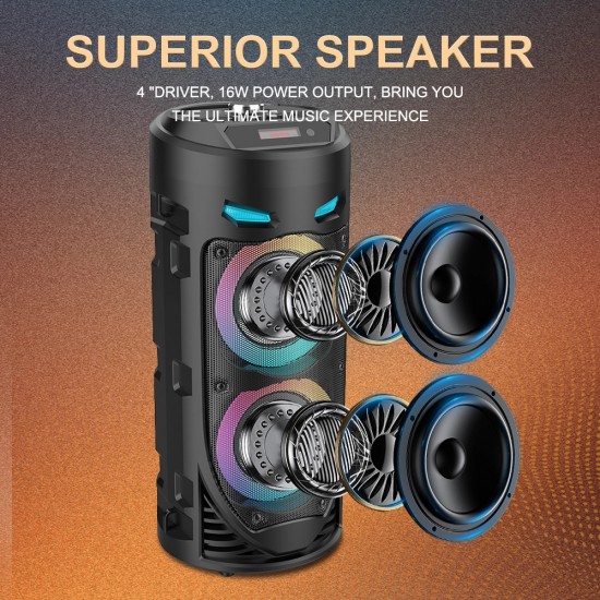 ZQS4239 Подвижна Караоке 2x4'' Sing-e 15W тонколона+ 1 Жичен Микрофон