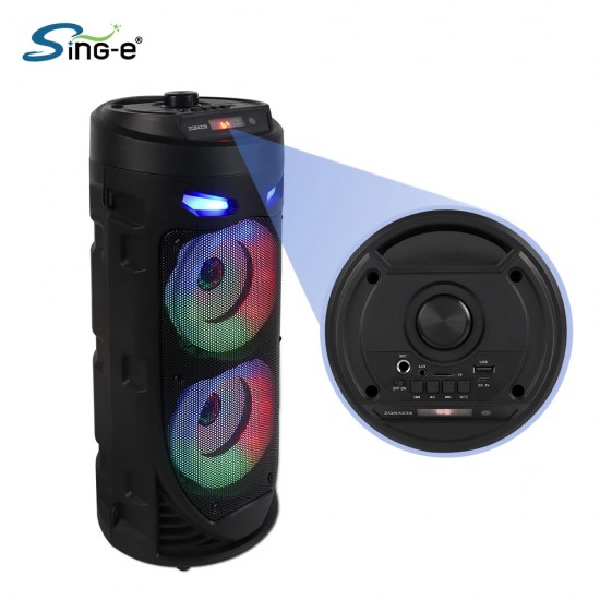 ZQS4239 Подвижна Караоке 2x4'' Sing-e 15W тонколона+ 1 Жичен Микрофон