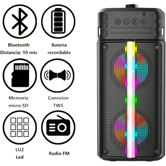 ZQS4242 Подвижна Караоке 2x4'' Sing-e 10W тонколона+ 1 Жичен Микрофон