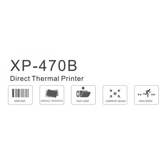 Принтер за товарителници XP-470B Xprinter работи с компютърен софтуер и с мобилно приложение