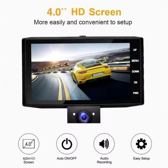 505 Автомобилен видеорегистратор 3 камери, 4.0" дисплей, Full HD 1080P, Night Vision, Motion Detection