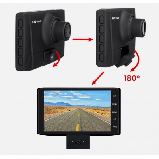 505 Автомобилен видеорегистратор 3 камери, 4.0" дисплей, Full HD 1080P, Night Vision, Motion Detection