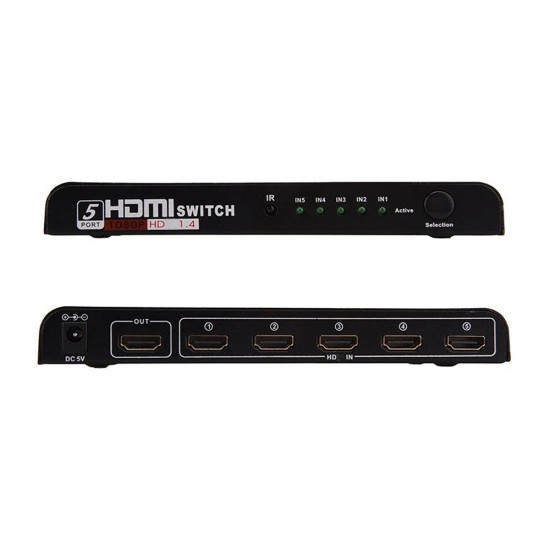 HDMI Сплитер 5 в 1 UHD 4K 60HZ с IR Дистанционно – 5 Входа към 1 Изход, HDMI