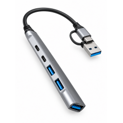 USB Hub 5 в 2 GL-315 с 2-в-1 USB-A / USB-C конектор – 3x USB-A + 2x USB-C