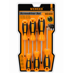 WENEED Комплект отвертки  WD-6011 – 6 части, магнитни CR-V, прави и кръстати