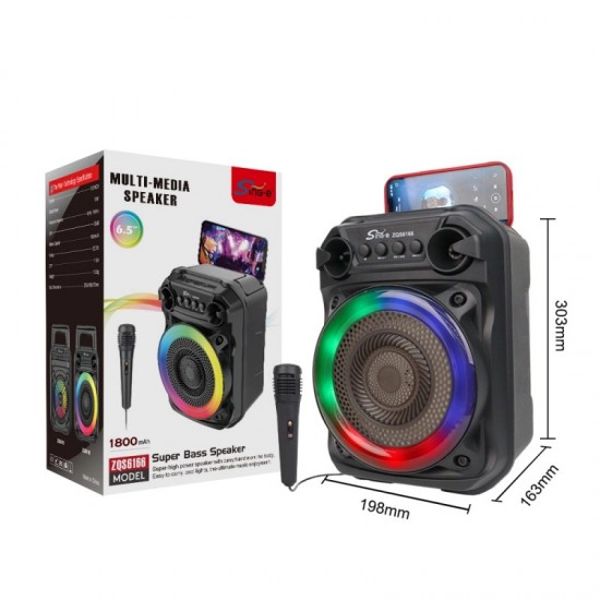 ZQS6166 Подвижна Мини Караоке 6.5'' Sing-e 10W тонколона+ жичен микрофон