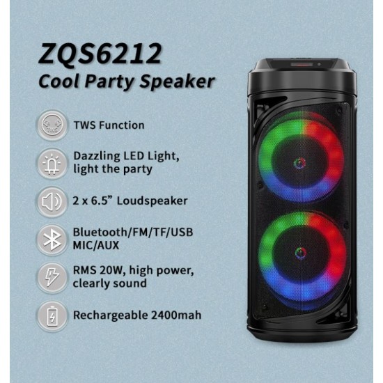ZQS6212 Портативна Двойна Караоке 2x6.5'' 10Wx2 Sing-e тонколона+жичен микрофон 3000mAh