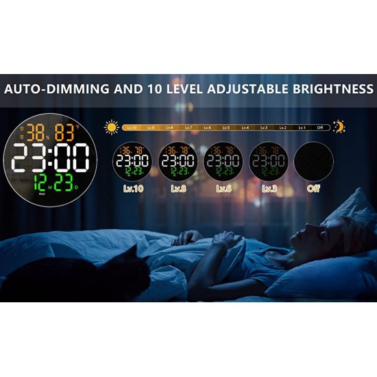 DS-6630 Дигитален цветен LED часовник / Аларма - Черен