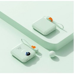 Компактен външна батерия с MagSafe GH-689 10,000mAh 15W с дисплей и вграден кабел - Зелен