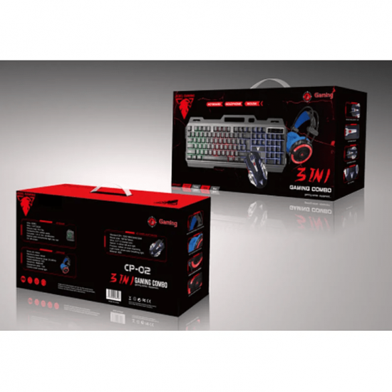 JEDEL Комбо 3 в 1 CP-02 светеща RGB клавиатура с мишка, слушалки