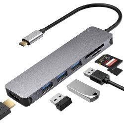 7в1 1 X HDMI,  2 X MicroSD card slot SD/SDHC/SDXC , 3  X USB Hub 1 X USB-C за MacBook