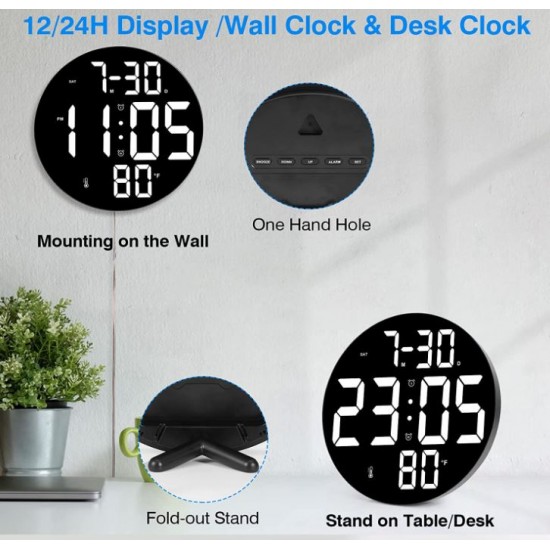 GH8010 9-инчов LED цифров часовник с голям екран с дистанционно управление