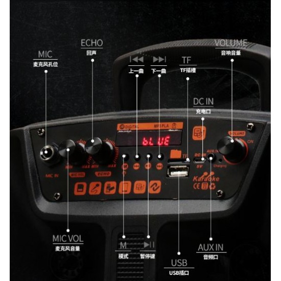 Преносима Bluetooth караоке тонколона TTD-8250, 8 инча, RGB LED, 30W, микрофон и дистанционно
