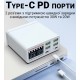 WLX-896C PD+QC Зарядна станция за 6 устройства с дисплей, многопортово зарядно устройство с бързо зареждане, 4×USB QC3.0 и 2×Type-C PD, 72W