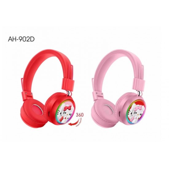 Bluetooth слушалки AH-902D (Розов) – Безжични, сгъваеми, с микрофон и Hi-Fi звук, подходящи за деца