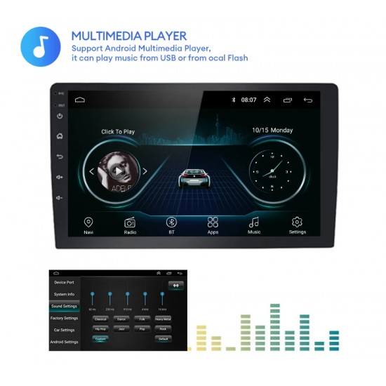 9D-8227 9" Автомобилен мултимедиен плейър ANDROID 4GB+64GB, IPS, Wireless CarPlay, Android Auto, AHD камера, DSP, GPS