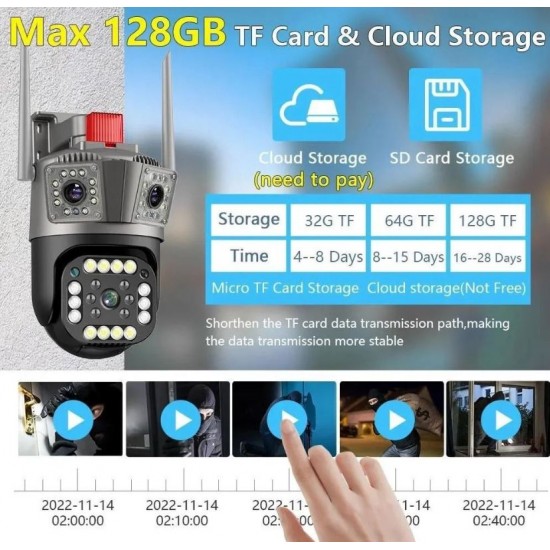 A3H 1080P 360 IP WIFI+LAN 2.4GHz Camera 3.0MP V380 3.6mm Двойна Външна охранителна камера