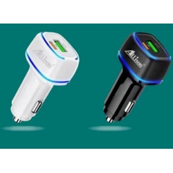 ALLISON A600  12V 18W Адаптер с 2 изхода PD18W+QC3.0 с LED осветление - Бял