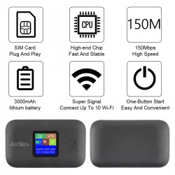 ( A8-E ) 5G/4G LTE Преносим Безжичен WiFi Рутер с 3000mAh батерия – До 150 Mbps, до 10 потребителя, джобен размер