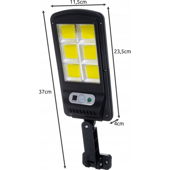 BK-120-6 COB LED слънчева светлина Външна SMD Водоустойчив PIR сензор за движение стенна лампа за пътека в градината ( без дистанционно )