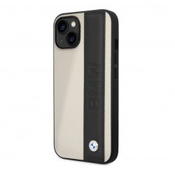 6680 BMW iPhone 14 & 13 Hardcase Backcover - Textured & Logo Stripe - Beige