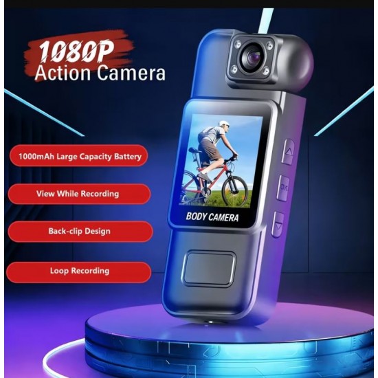 Мини Body Camera 1080P HD  L8 – Камера с въртящ се на 180° обектив, нощно виждане, дисплей и клипс за дрехи