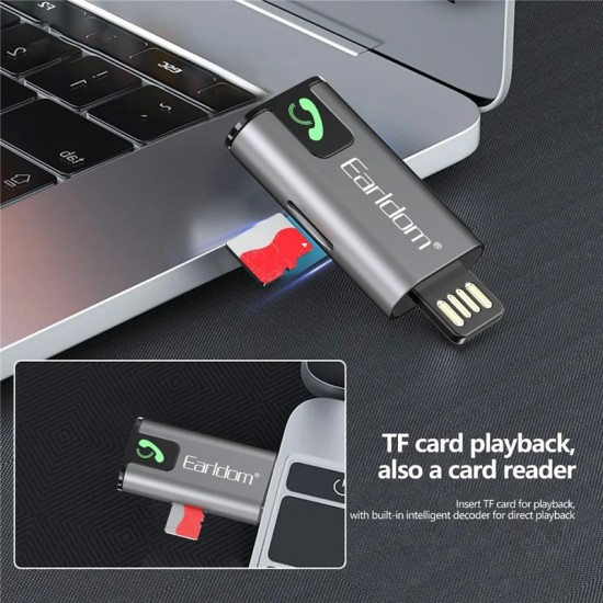 EARLDOM ET-BR12 Bluetooth 5.3 Аудио Ресийвър с AUX, TF и USB – Безжично Свързване и Възпроизвеждане