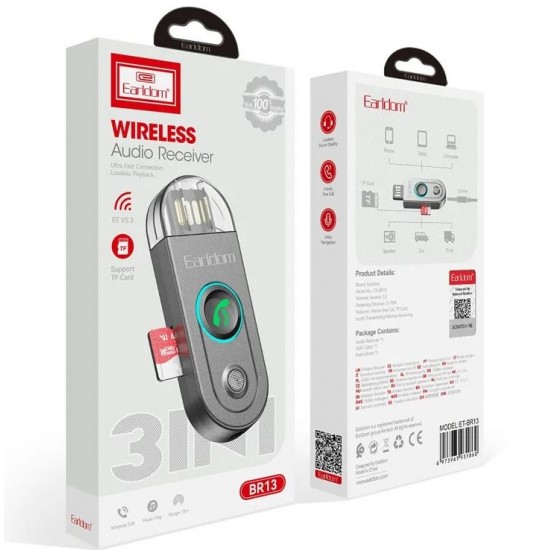 EARLDOM ET-BR13 Bluetooth 5.3 аудио приемник 3.5 mm Aux приемник Стерео Говорете