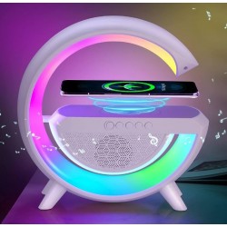Bluetooth Тонколонка RGB Лампа BT 2301 (LED, AUX, USB, FM, microSD) , безжично зареждане, будилник