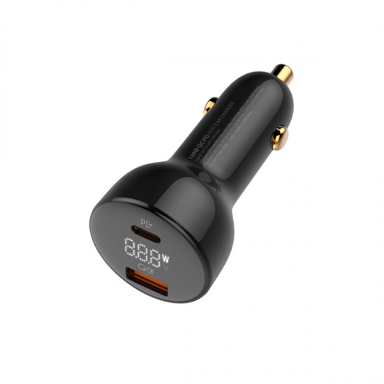 LDNIO C101 Зарядно за кола 100W USB-C към USB-C – Dual USB-C, QC4+, LED дисплей