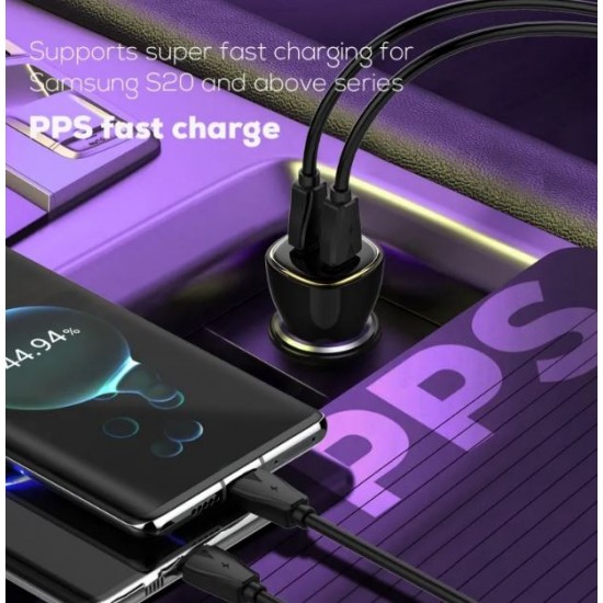 LDNIO 12V C104 Зарядно PD60W 2изх. 2xPD30WUSB-C с кабел USB-C към USB-C