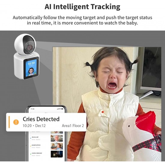 AI Интелигентна IP камера C30LM с дисплей, Wi-Fi, двупосочно аудио и нощно виждане