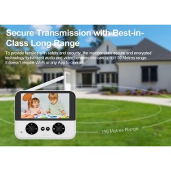 C5X Бебефон с 4.3-инчов IPS екран, камера с нощно виждане и 355° въртене – Без WiFi, двупосочен звук