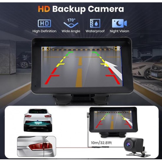 Преносим 7" безжичен CarPlay и Android Auto екран C690 за автомобил – тъчскрийн с Bluetooth, GPS, камера за заден ход, AUX и FM трансмитер