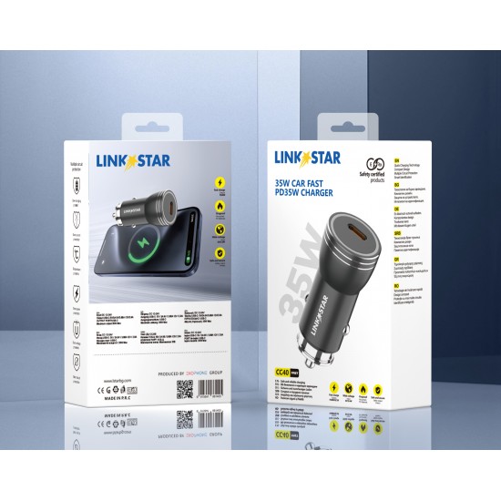 LINK✮STAR Адаптер 35W за кола CC40 с 1изх. USB-C PD35W