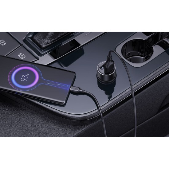 XO CC53 12W 2.4A 2xUSB-A, Адаптер Mini Metal (Черно)