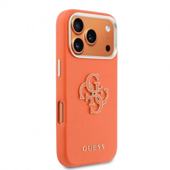 4634 GUESS HC  PU FW RESIN LOGO ORANGE IP17 PRO MAX