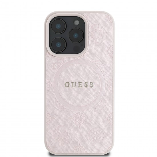8115 GUESS HC MAGSAFE SAFFIANO PEONY CLASSIC LOGO PINK IP16 PRO