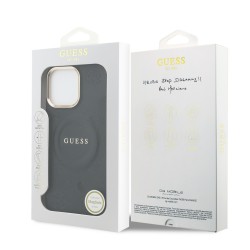 9667 GUESS HC MAGSAFE PU W/ PEONY HOT STAMP BLACK IP16 PRO MAX