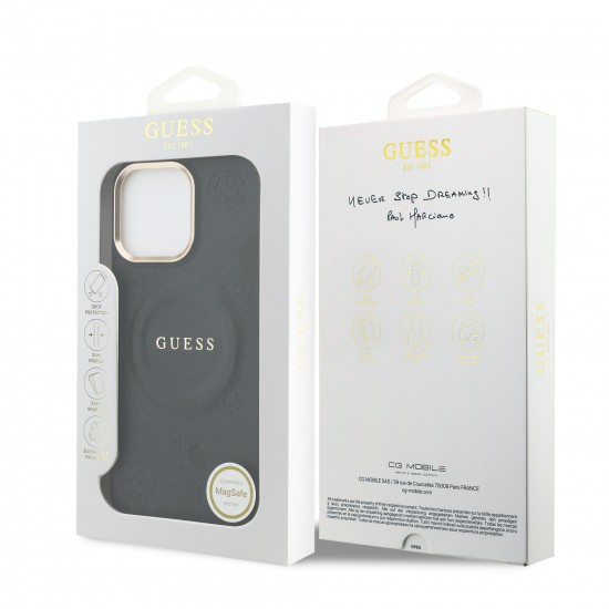 9667 GUESS HC MAGSAFE PU W/ PEONY HOT STAMP BEIGE IP16 PRO MAX