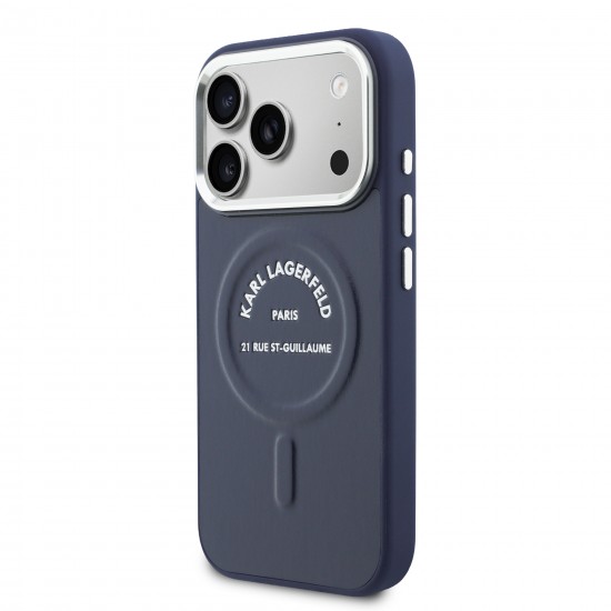 9269 KARL HC MAGSAFE PU W/ KARL RSG LOGO BLUE IP17 PRO MAX