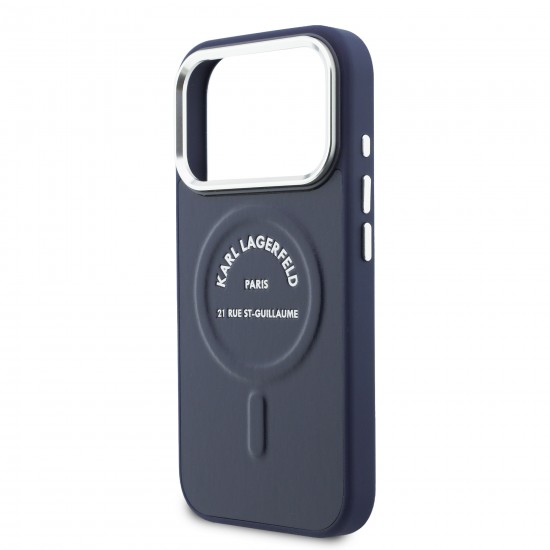 9269 KARL HC MAGSAFE PU W/ KARL RSG LOGO BLUE IP17 PRO MAX