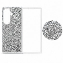 D75 Калъф с камъни за Samsung Z Fold 6 от 2 части - Бял